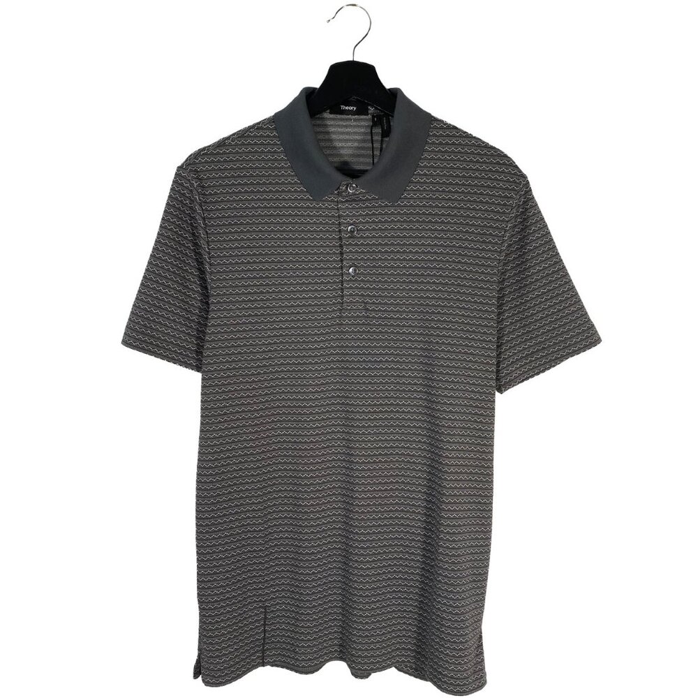 New Theory Grey Multi Inca Jacquard Polo Shirt Size S
